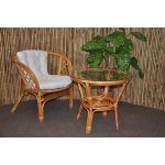 Ratanová sedací souprava Bahama 1+1 medová, polstr bílý – Zbozi.Blesk.cz