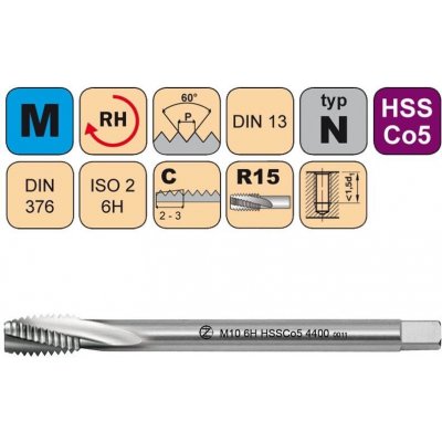 NÁSTROJE CZ Závitník strojní M20x2 ISO2 HSSCo5 DIN 374 - CZZ4400-M20X2-ISO2 – Hledejceny.cz