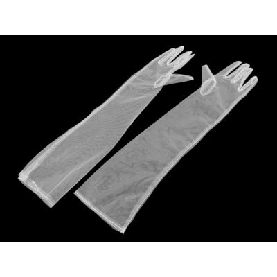 Dlouhé společenské rukavice tylové bílá – Zboží Dáma