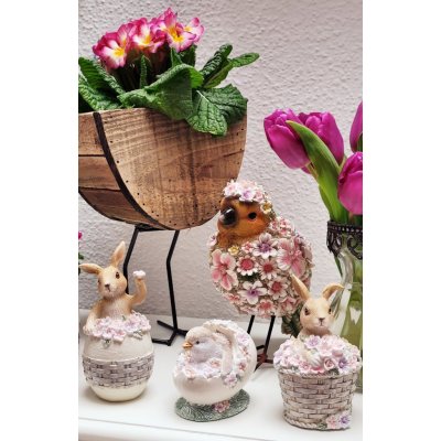 Dekorace soška králík ve vajíčku s květinami 6*6*13cm – Hledejceny.cz