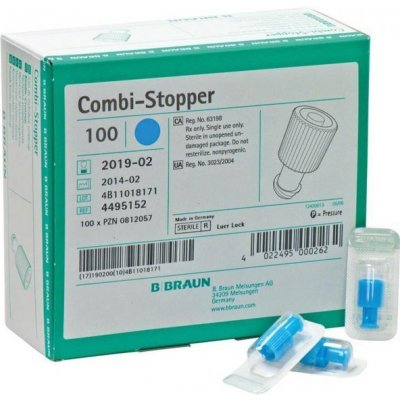 Uzávěr pro infúzi Combi-Stopper, modrý, 100 ks