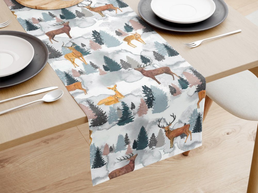 Goldea vánoční dekorační běhoun vzor malovaní jeleni a srnky 50x120 cm |  Srovnanicen.cz