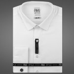 AMJ pánská košile dlouhý rukáv slim fit na manžetové knoflíčky s vytkávaným vzorem VDSA001MK bílá – Sleviste.cz