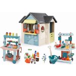 Smoby Set domeček s restaurací a zeleninový stánek Chef House Life rozšiřitelný se zmrzlinářským vozíkem a potravinami – Zboží Dáma