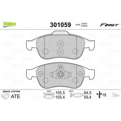 VALEO Sada brzdových destiček, kotoučová brzda 301059 – Zboží Mobilmania