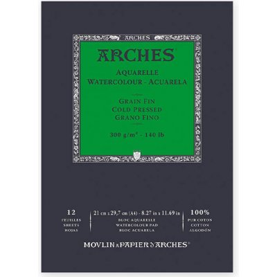 Arches Aquarelle 100% BA A4 lepený 300g 12listů cold pressed – Zboží Mobilmania