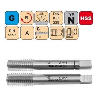 NÁSTROJE CZ Sadový závitník G1 1/2" I+III SADA A HSS DIN 5157 - 0302 - CZZ0302-G1-1/2"-SD-A – Hledejceny.cz