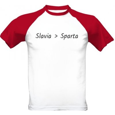 Tričko s potiskem tričko Slavie je víc než Sparta pánské bílá červená