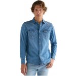 Wrangler Western pánská džínová košile 112378393 mid light wash – Hledejceny.cz