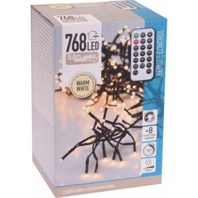 Koopman LED Světelný řetěz Cluster 768 LED diod teplá bílá, černý kabel, 5,6 m – Hledejceny.cz