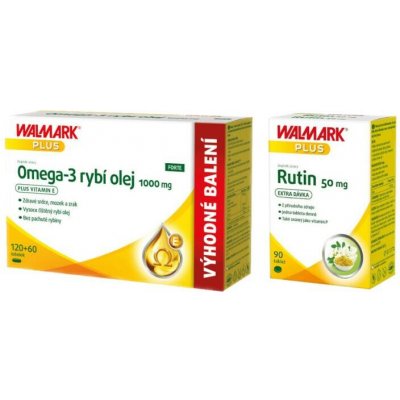 Walmark Omega-3 FORTE 1000 mg 120+60 tablet + Walmark Rutin 50 mg 90 tablet – Hledejceny.cz