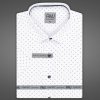 Pánská Košile AMJ pánská bavlněná košile krátký rukáv regular fit bílá s tečkovanými křížky VKBR1287
