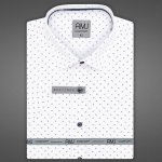 AMJ pánská bavlněná košile krátký rukáv regular fit bílá s tečkovanými křížky VKBR1287 – Zboží Mobilmania