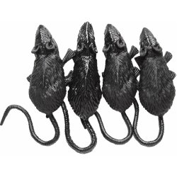4 černé plastové myšky 9 cm