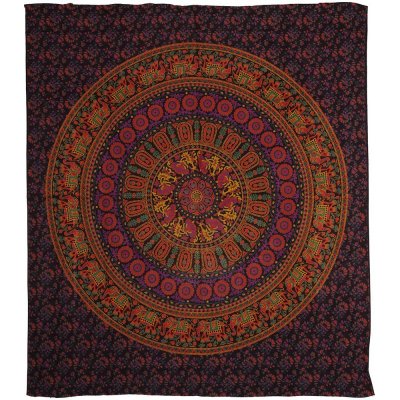 BOB Batik přehoz na postel indický Květy a sloni červený bavlna King size Dvoulůžko 230 x 200 cm – Hledejceny.cz