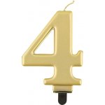 GoDan Narozeninová svíčka na dort 4 metalická zlatá 8 cm – Zboží Mobilmania