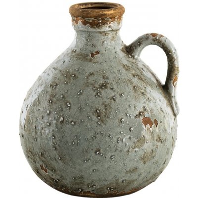Šedá keramická dekorativní váza s ouškem - 18*17*20 cm - Clayre & Eef – Hledejceny.cz