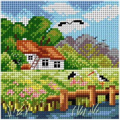 Předloha vyšívací Dům na jaře 2 15x15cm – Zboží Dáma