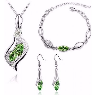 Sisi Jewelry souprava náhrdelníku náušnic a náramku Andělské slzy Smaragd SET2012-NTSET41563(3) Zelená