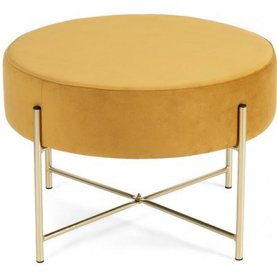 Noela Sametový puf se zlatou základnou MORO žlutý – Sleviste.cz