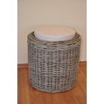 Ratanová taburetka Round ratan kubu polstr béžový – Zboží Dáma