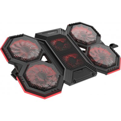 Stojan pod notebook, FN-41, podsvícený, s větrákem, černo-červený, Marvo, s 2-portovým hubem (FN-41) – Sleviste.cz