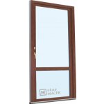 Kömmerling balkonové dveře 70 AD OS s příčkou levé ořech/ořech 90 x 220 cm oboustranná klika + FAB + hliníkový práh – Hledejceny.cz