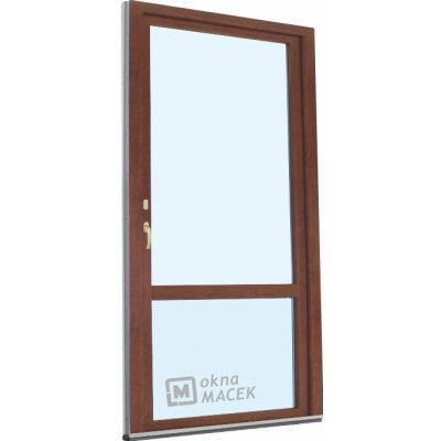 Kömmerling balkonové dveře 70 AD OS s příčkou levé ořech/ořech 90 x 220 cm oboustranná klika + FAB + hliníkový práh – Hledejceny.cz