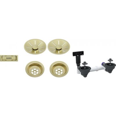 Blanco Odtoková sada 2x3 1" InFino pro dvě vaničky, přepad C-overflow, satin gold 207439 – Hledejceny.cz