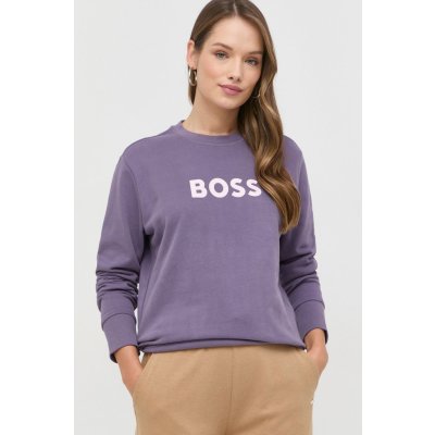 Boss bavlněná mikina dámská fialová s potiskem