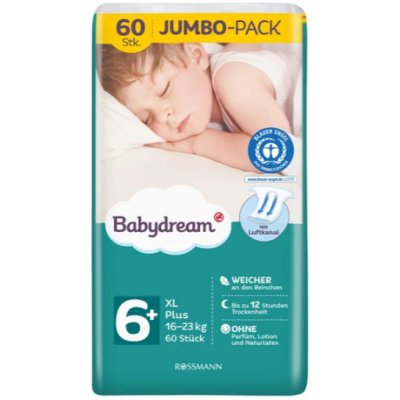 BABYDREAM Jumbo Pack XL Plus 6+ 16-23 kg 60 ks od 320 Kč - Heureka.cz