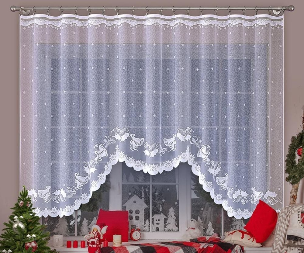 Recenze Forbyt kusová záclona ZVONKY jednobarevná bílá, vánoční, výška 150  cm x šířka 300 cm (na okno) - Heureka.cz