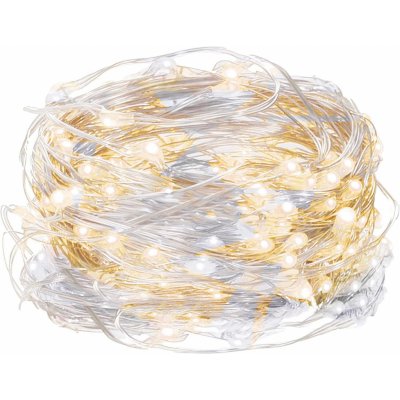 SPRINGOS LED řetěz Nano Duo 10m 100LED 3xAA bílá zlatá – Zboží Dáma