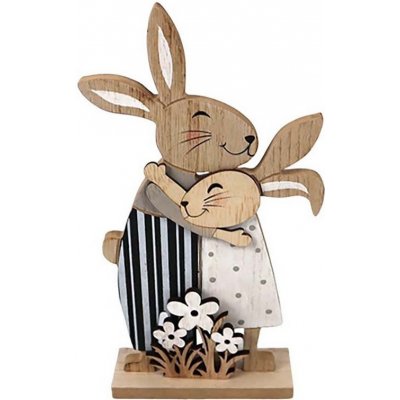 dekorace ZAJÍCI V OBJETÍ 130x235mm, dřevo, PŘÍR – Hledejceny.cz