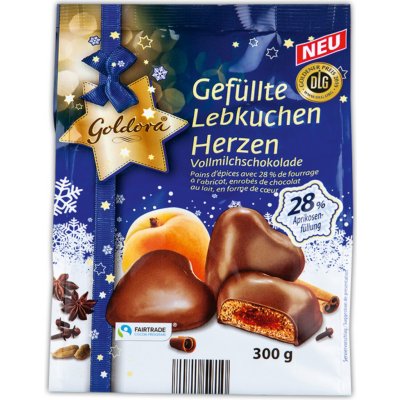 Goldora perníčková srdíčka v mléčné čokoládě plněná meruňkovou náplní 300 g – Hledejceny.cz
