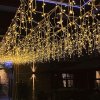 Vánoční osvětlení Jiubiaz 600 LED rampouchy vánoční okno světelný řetěz venkovní teplá bílá