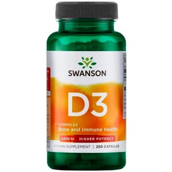 Swanson Vitamín D3 2000 IU 250 kapslí Higher Potency