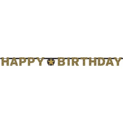 Amscan Banner Happy Birthday Sparkling gold 213cm – Zboží Mobilmania
