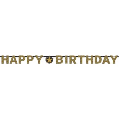 Amscan Banner Happy Birthday Sparkling gold 213cm – Zbozi.Blesk.cz