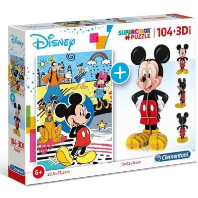 Clementoni Mickey Mouse a 3D Mickey 104 dílků