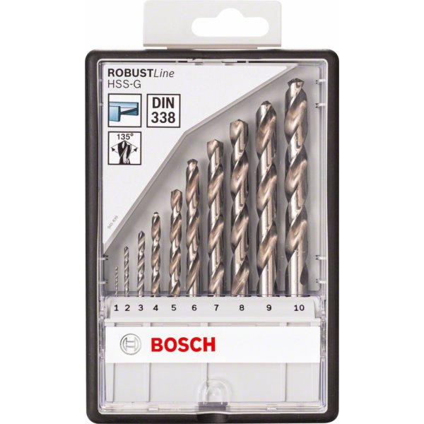 Vrták BOSCH Sada spirálových vrtáků do kovu HSS-G, Robust Line, 135° 1–10 mm, 10 kusů 2607010535