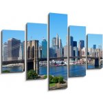 Obraz pětidílný 5D - 150 x 100 cm - New York City Skyline and Brooklyn Bridge New York City Skyline a Brooklynský most – Zboží Mobilmania