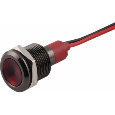 LED kontrolka kovová, pro průměr otvoru 12mm, černá Červená 12-24 V DC | Zboží Auto