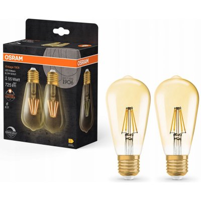 Osram Sada LED žárovek Edison Vintage, 6,5 W, 725 lm, teplá bílá, E27, 2 ks