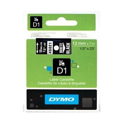 Dymo originální páska do tiskárny štítků, Dymo, 45021, S0720610, bílý tisk/černý podklad, 45021 – Zboží Živě