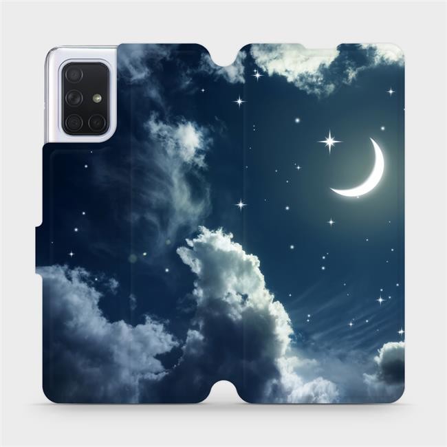 Pouzdro Mobiwear Parádní flip Samsung Galaxy A71 - V145P - Noční obloha s měsícem
