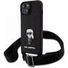 Pouzdro a kryt na mobilní telefon Pouzdro Karl Lagerfeld Saffiano Crossbody Metal Ikonik iPhone 15 Plus černé