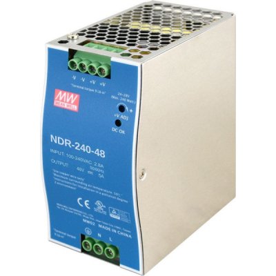 Průmyslový zdroj Mean Well NDR-240-48, 48V=/240W spínaný na DIN lištu – Zboží Mobilmania