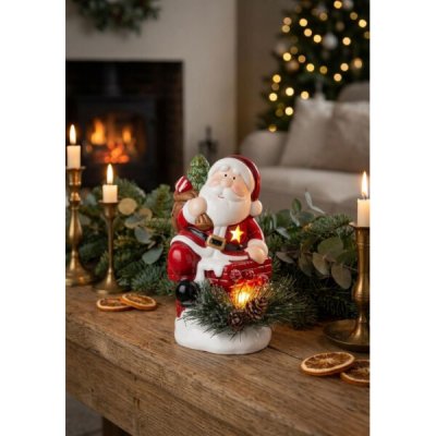 Dekorace MagicHome, Santa s erbem, LED, terakota, 10x8,2x13,7 cm – Hledejceny.cz