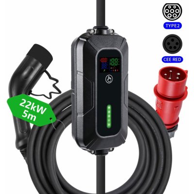 IMMAX cestovní nabíjecí stanice pro elektromobily NSE002 22kW 3fázová 16A IEC 62196 Typ 2 CEE na Schuko 1 fáze | Zboží Auto